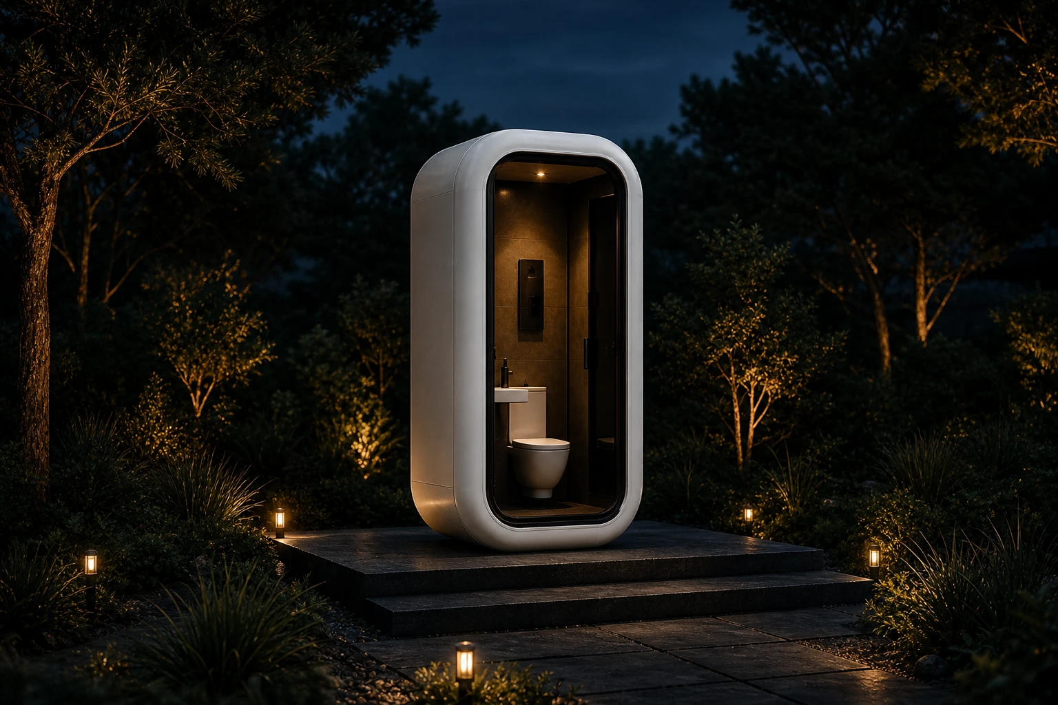 Kompakt Capsullo WC kapsülü mimari renderı